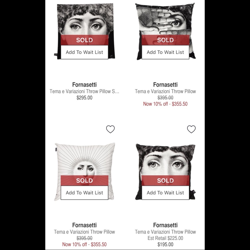 💥SOLD💥 FORNASETTI $225 White Key Throw Pillow - Picture 10 of 11